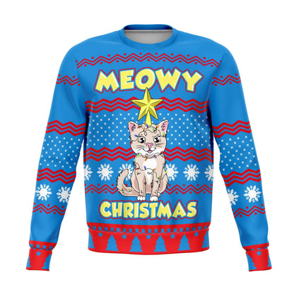 SUBLIMINATOR Meowy Christmas Ugly Christmas Sweater Sweatshirt XS SBSWF_D-2489-XS