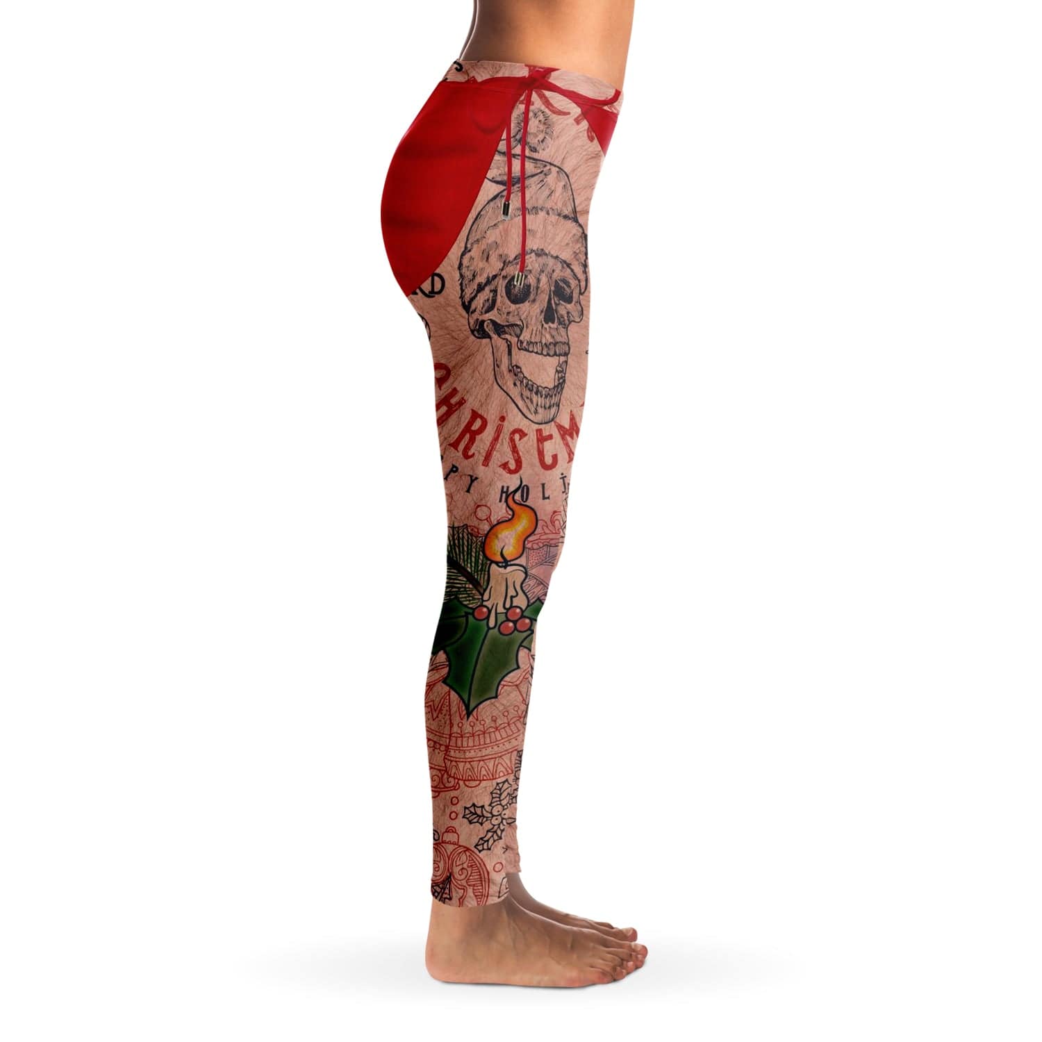 SUBLIMINATOR Naughty Santa Tattoo Leggings For Women Leggings