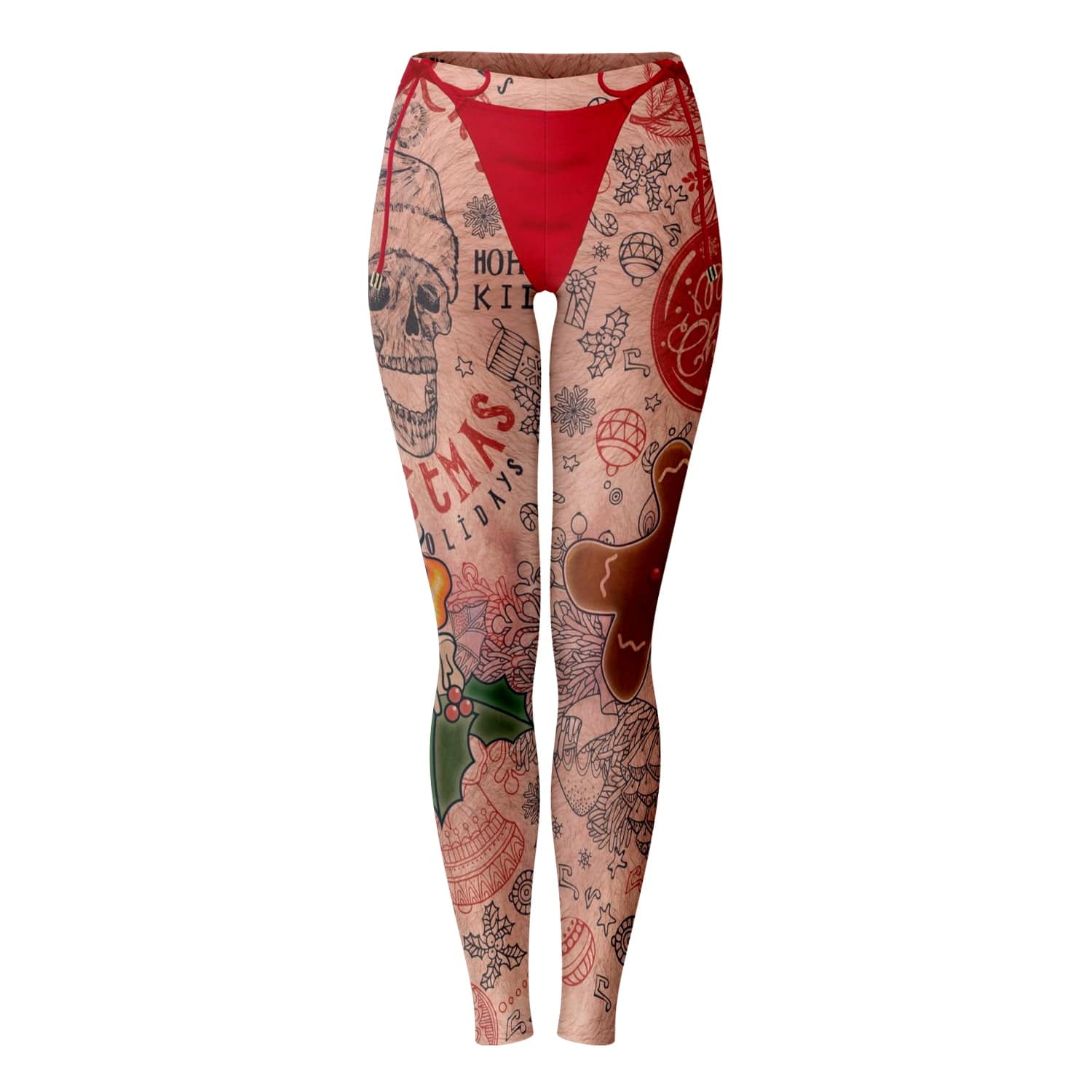 SUBLIMINATOR Naughty Santa Tattoo Leggings For Women Leggings XS SBLGS_D-QUB1P-XS
