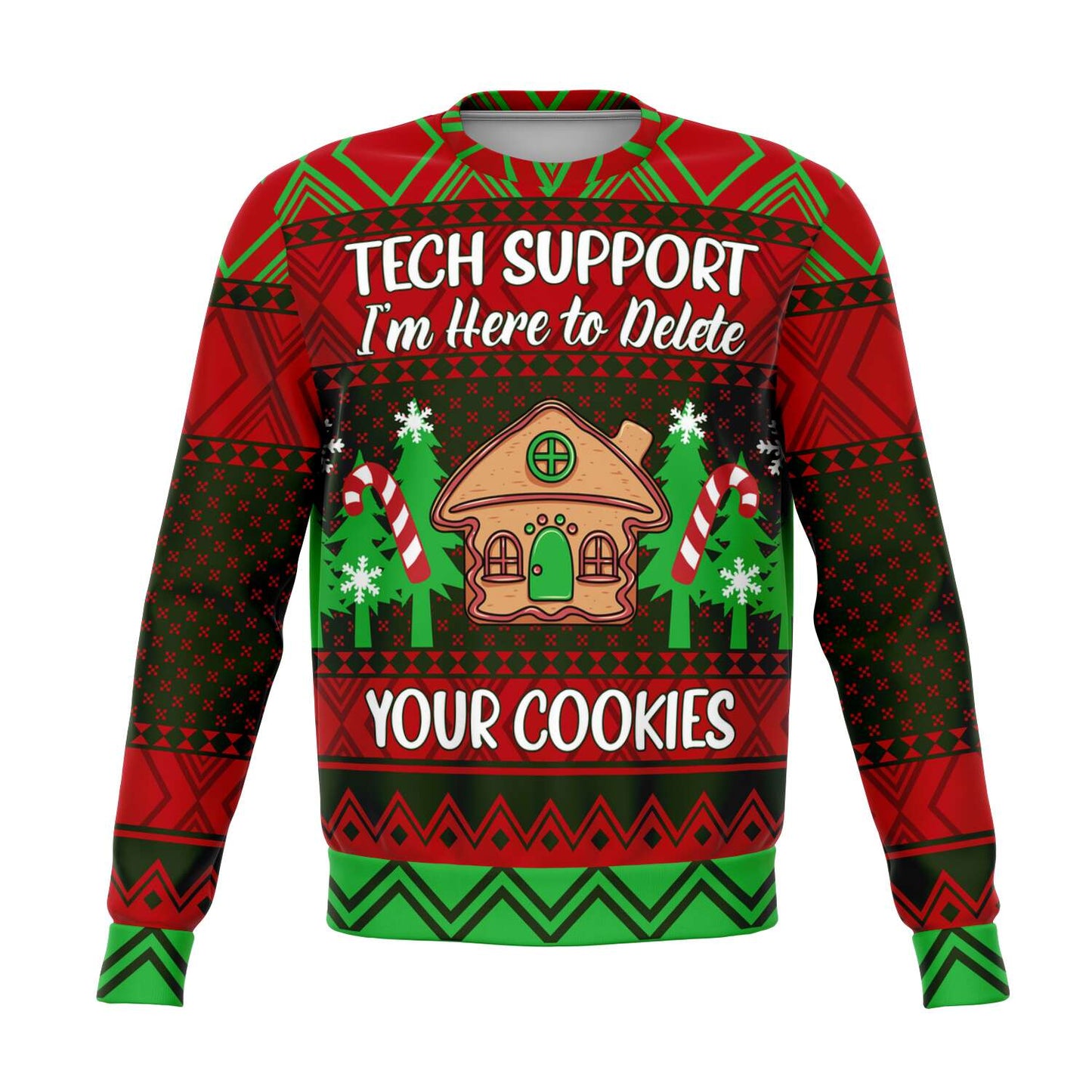 SUBLIMINATOR Tech Support Delete Cookies Ugly Christmas Sweater Sweatshirt XS SBSWF_D-5958-XS
