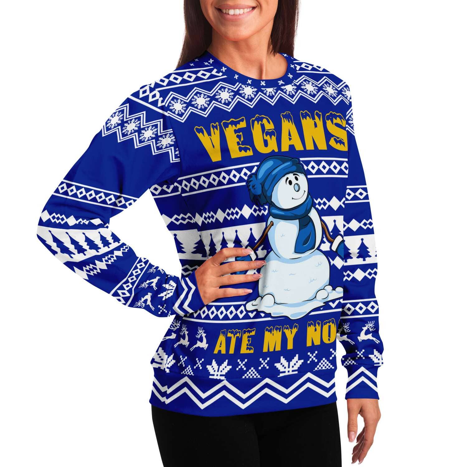 SUBLIMINATOR Vegans Ate My Nose Ugly Christmas Sweater Sweatshirt