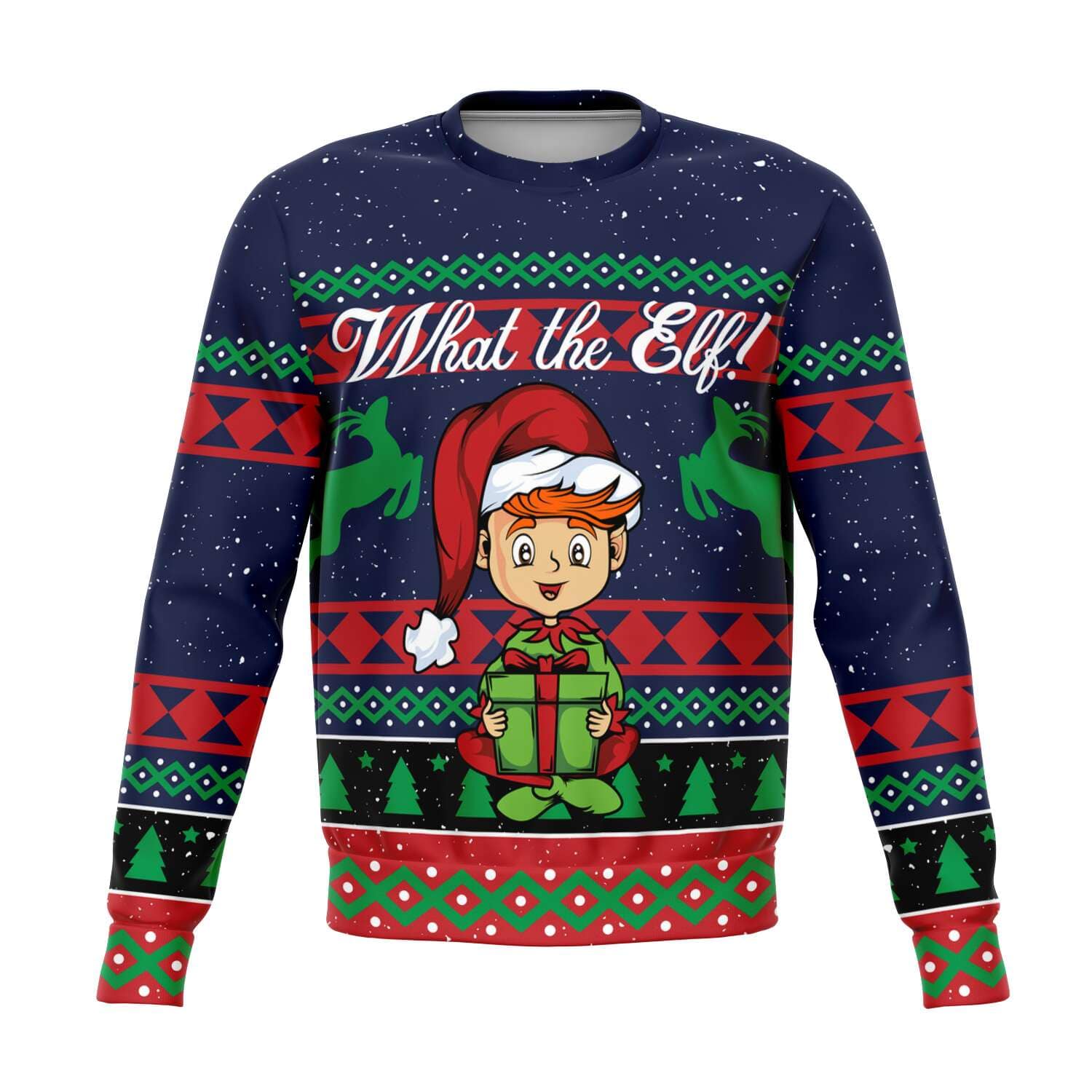SUBLIMINATOR What the Elf Ugly Christmas Sweater Sweatshirt XS SBSWF_D-0905-XS