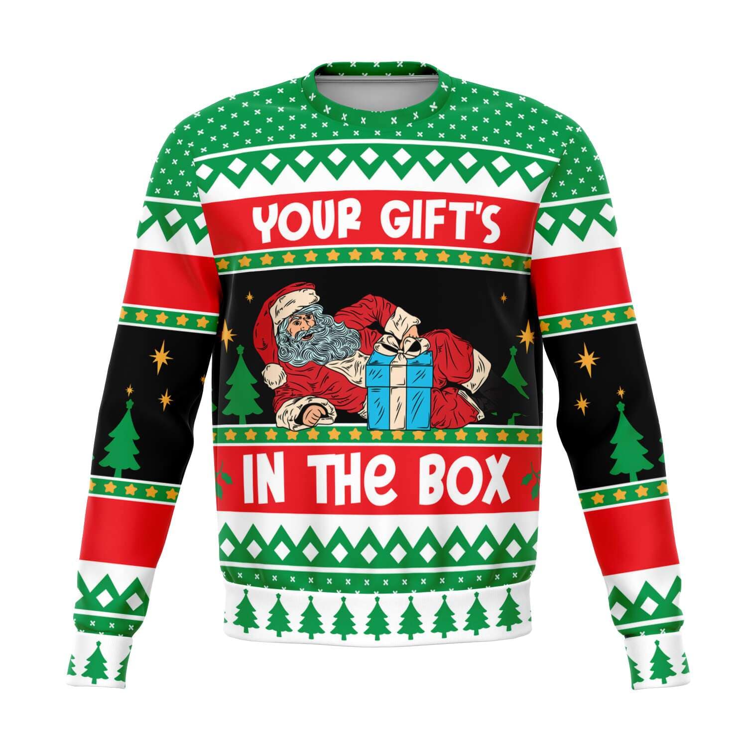 SUBLIMINATOR Your Gift's In The Box Ugly Christmas Sweaters Sweatshirt XS SBSWF_D-1723-XS